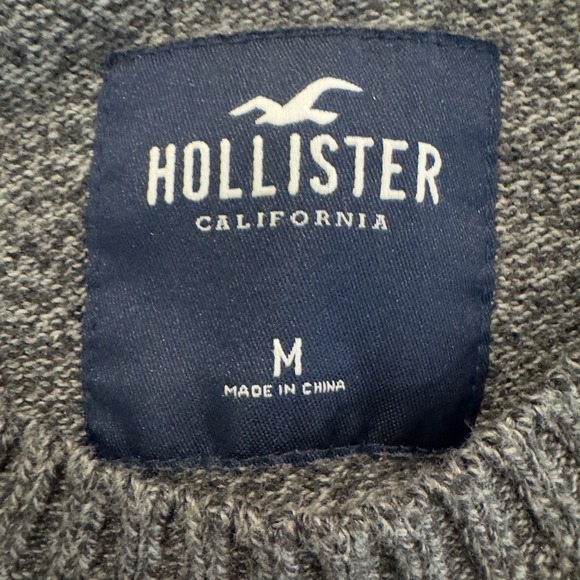 Hollister Argyle Crewneck Sweater Gray Knit Men's M, Y2K inspired Preppy Grandpa - Picture 4 of 10